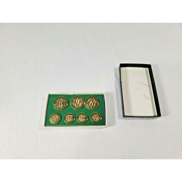 NEW Set of 7 Buttons Gold Engraved‎ KBT Initials Letters Metal - Picture 2 of 6